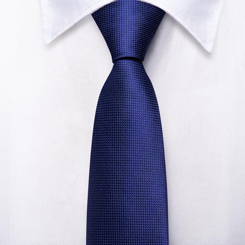 Dubulle Ties for Boys Solid Navy Blue Self Tie Silk Kids Necktie and Pocket Square Set for Age 8-10 Graduation School Uniform - Image 4